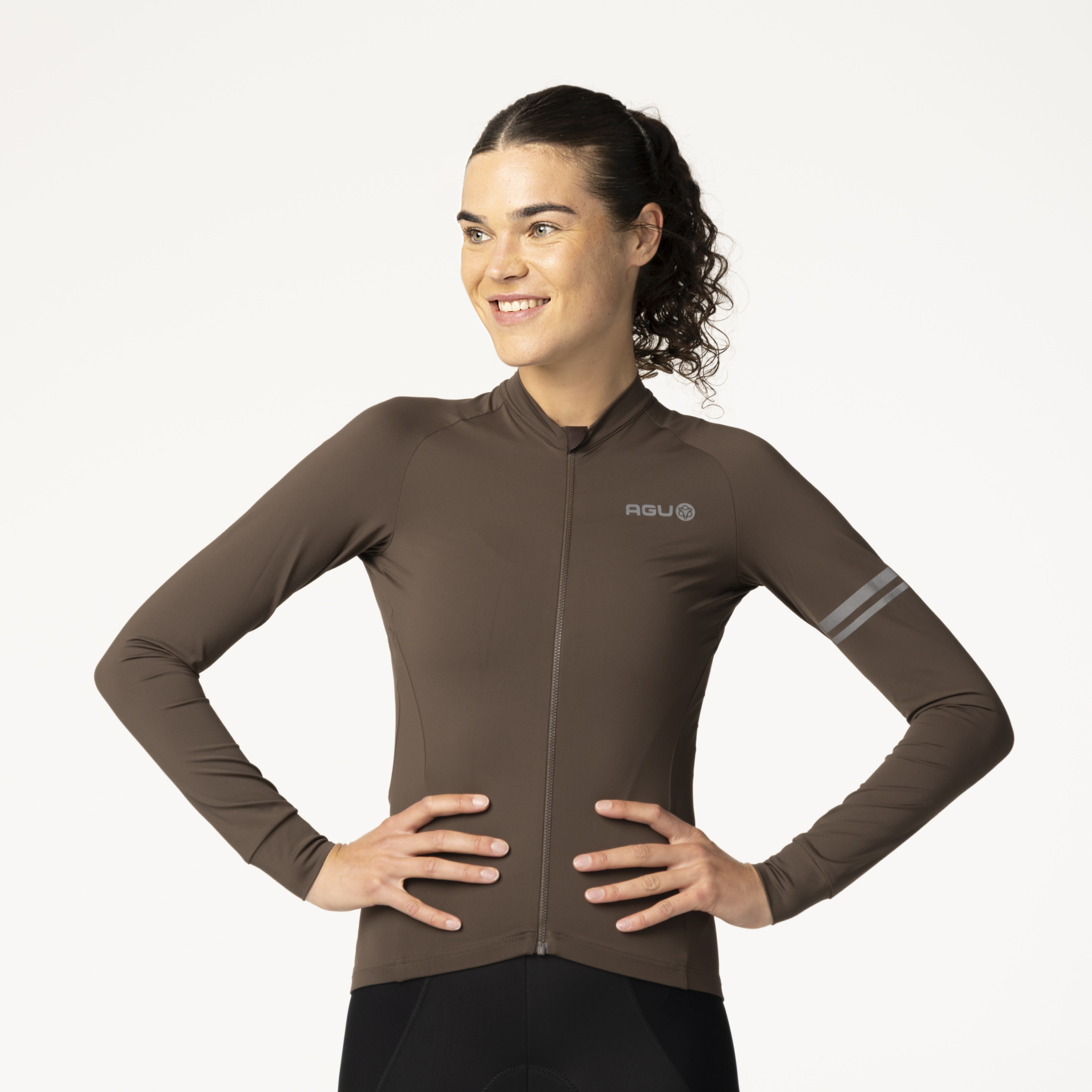 AGU Solid Performance Dames lange mouwen fietsshirt - Brown
