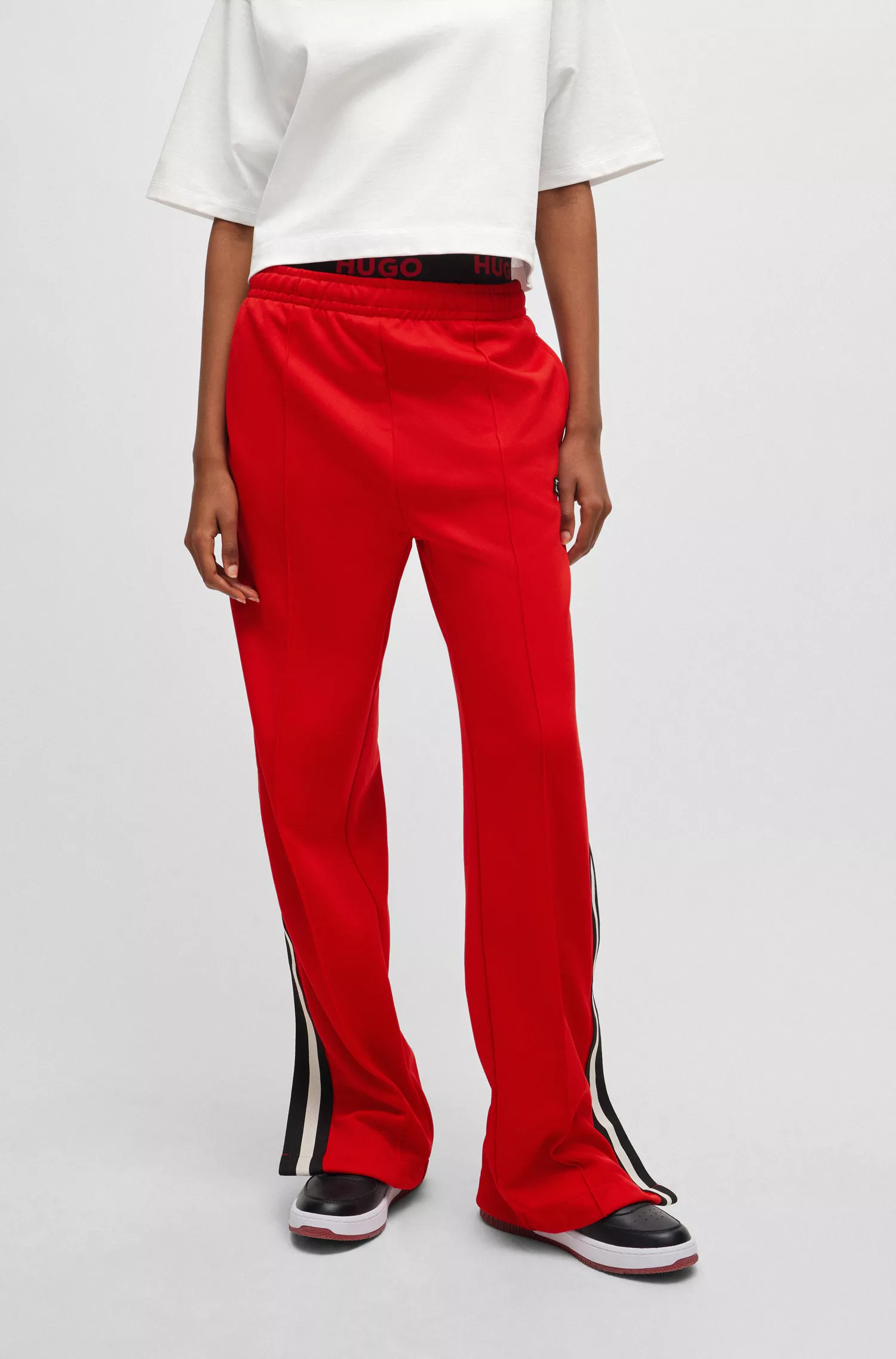 Calça de fato de treino HUGO Red-Racing com fita com logótipo às riscas
