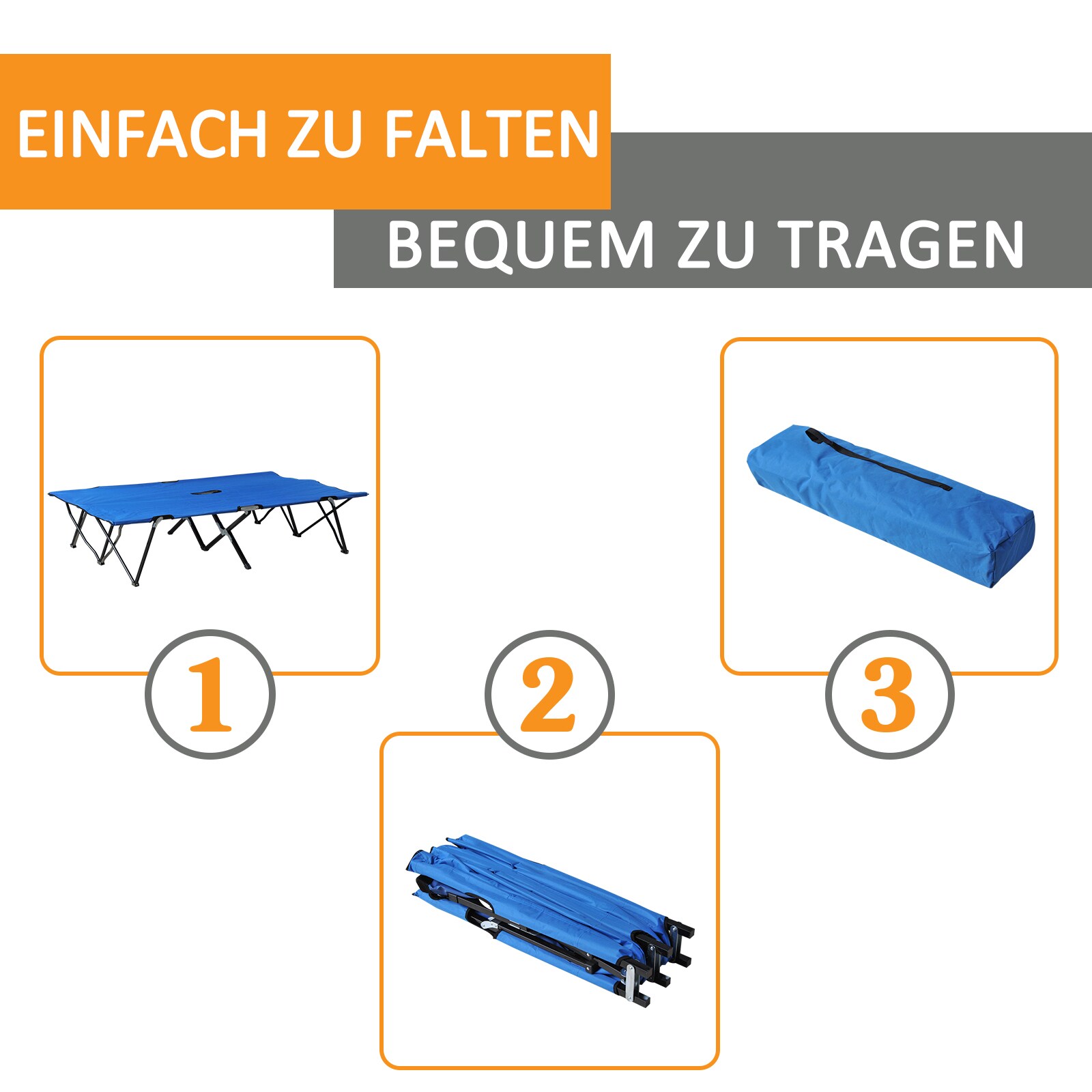 Outsunny Feldbett mit Tragetasche 193L x 125B x 40H cm