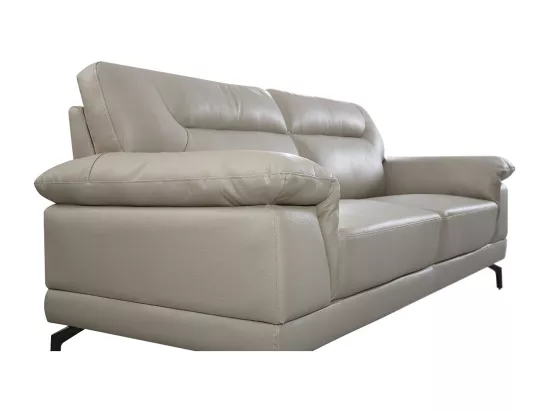 Canapé 3 places Cuir BRODY Beige - Angle Droit