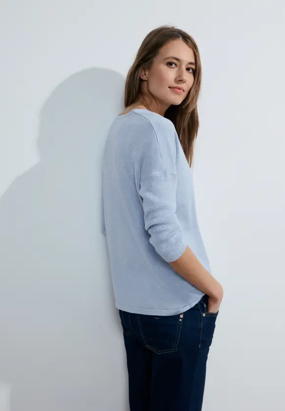 3/4 Feinstrick Pullover - tranquil blue melange
