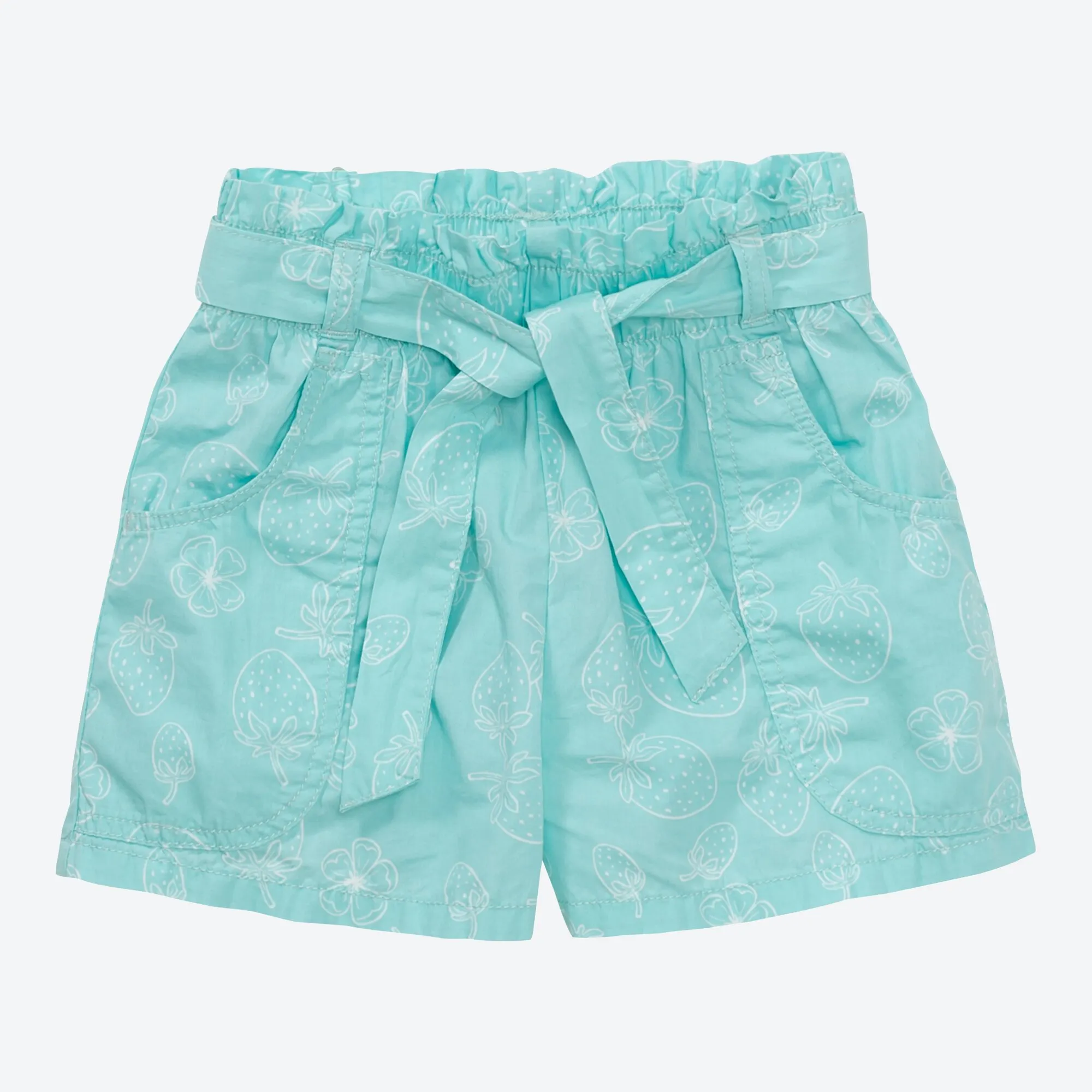 Mädchen-Shorts mit Erdbeer-Muster, mit Gürtel