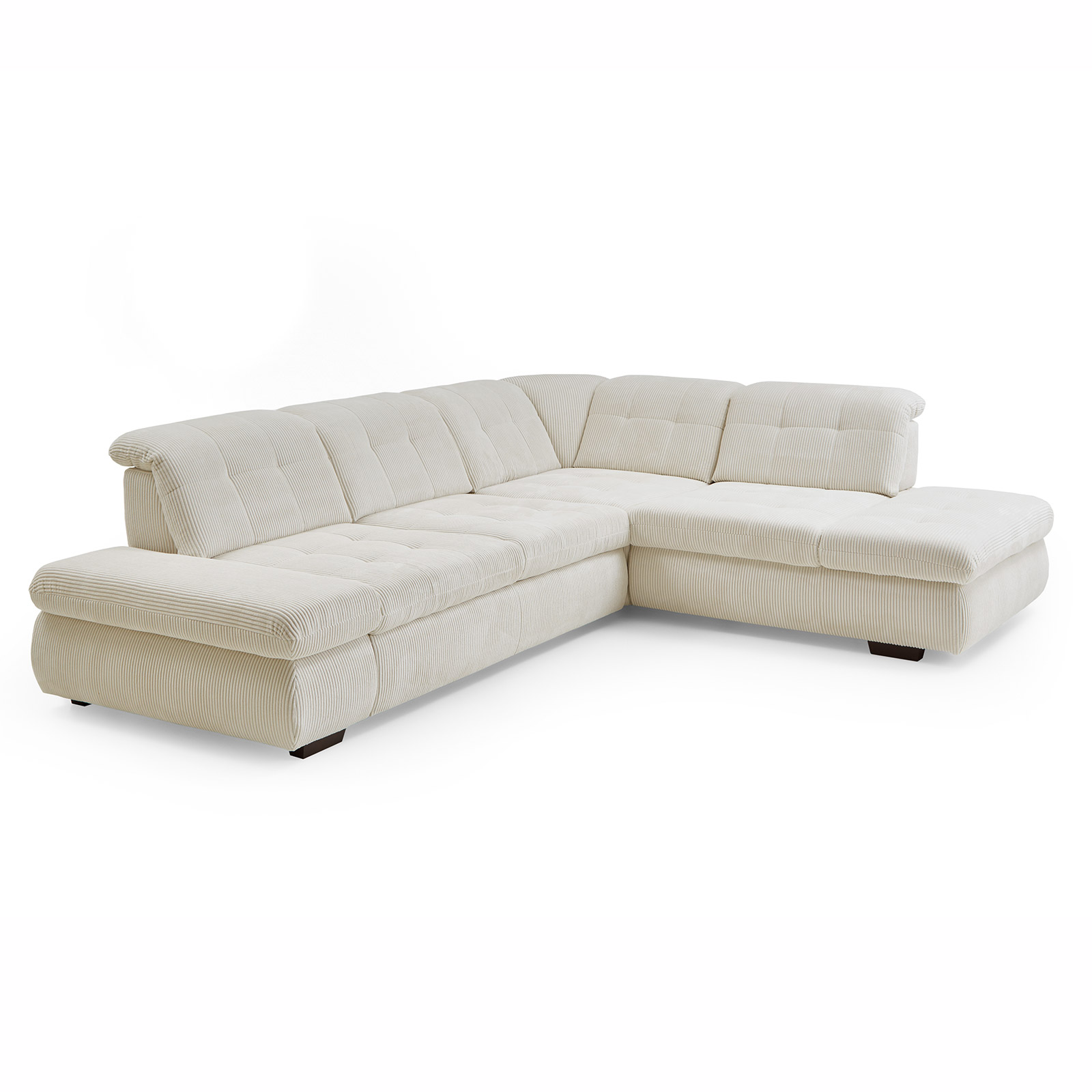 polsterpower Ecksofa - Cord natur - Basismodell - Anstellhocker rechts