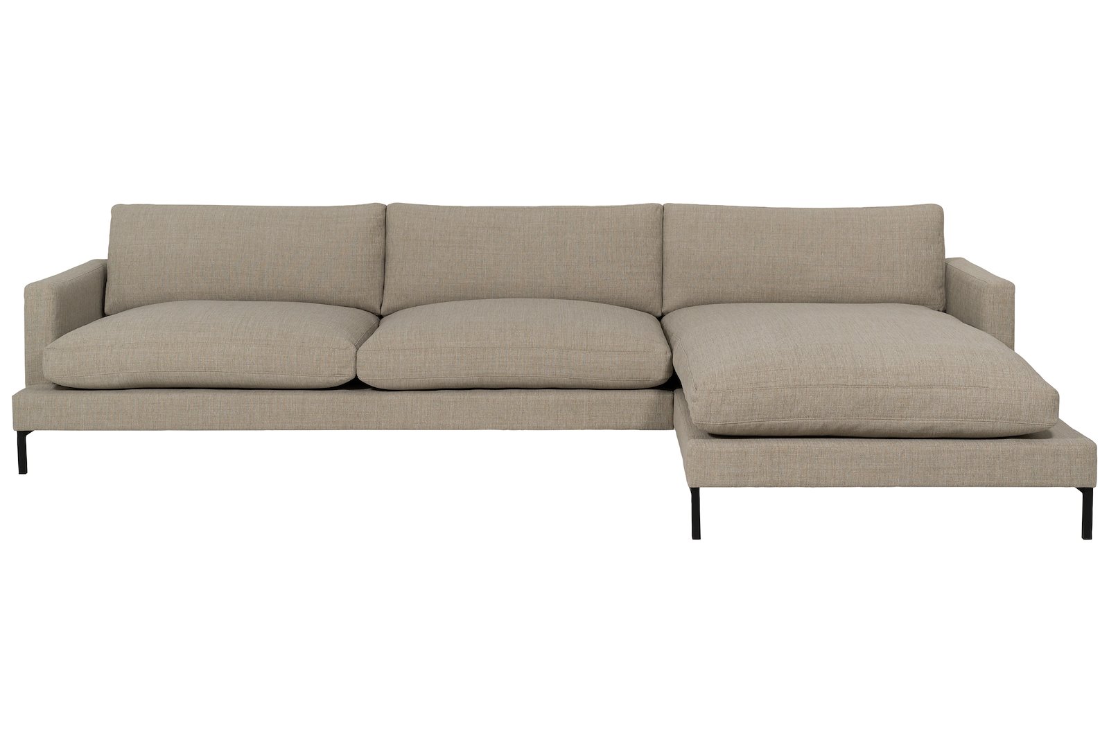 William 3-seter med XL sjeselong venstre Tekstil Oslo beige med sortlakkert ramme