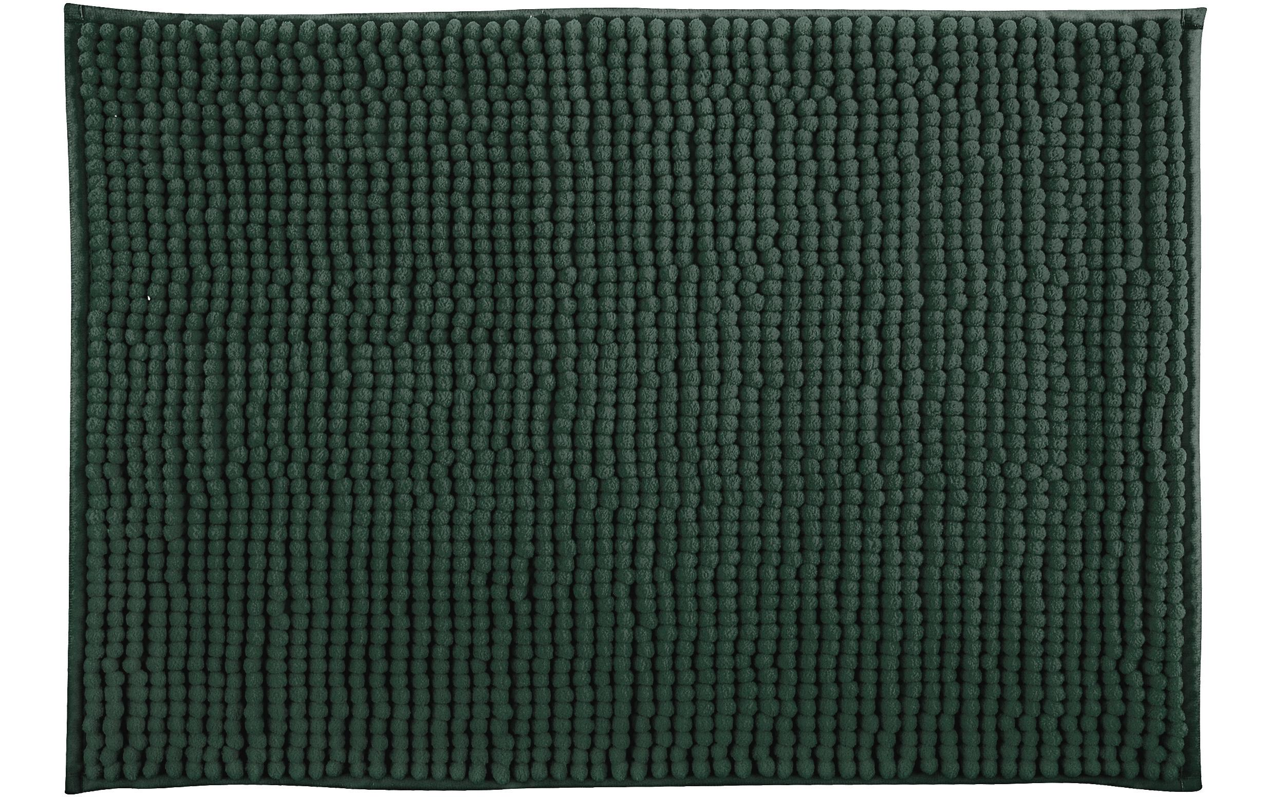 Badteppich Chenille 60 x 90 cm, DunkelgrünBadematte mit rutschfester Unterseite