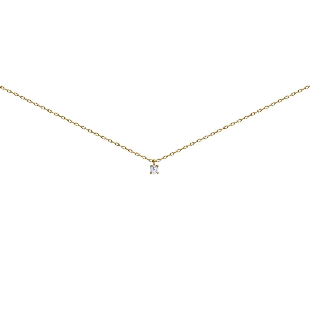 Collier solitaire oxyde or 18 carats griffes