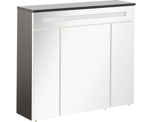 FACKELMANN Kara Chess spiegelkast, 80 x 22,5 x 70 cm, antraciet, 3-deurs, LED, IP20