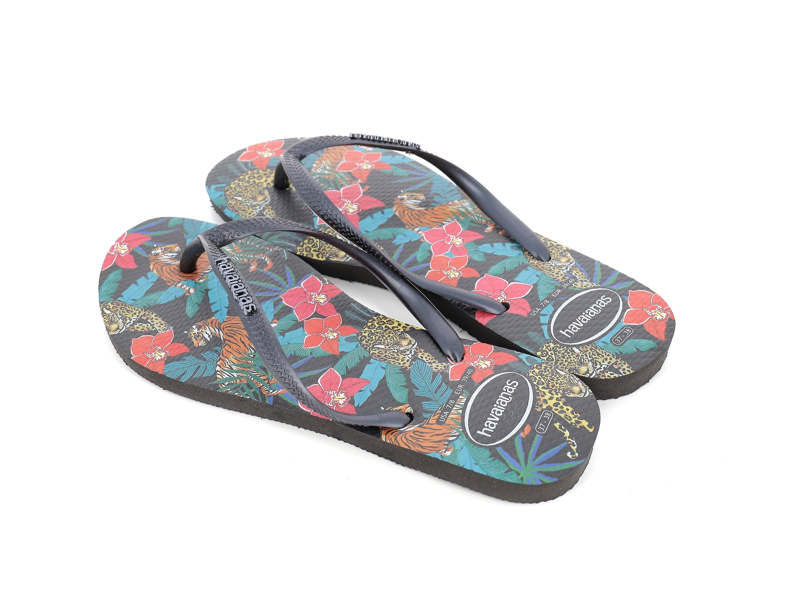 Havaianas-SLIM TROPICAL Plastique Noir-Bleu