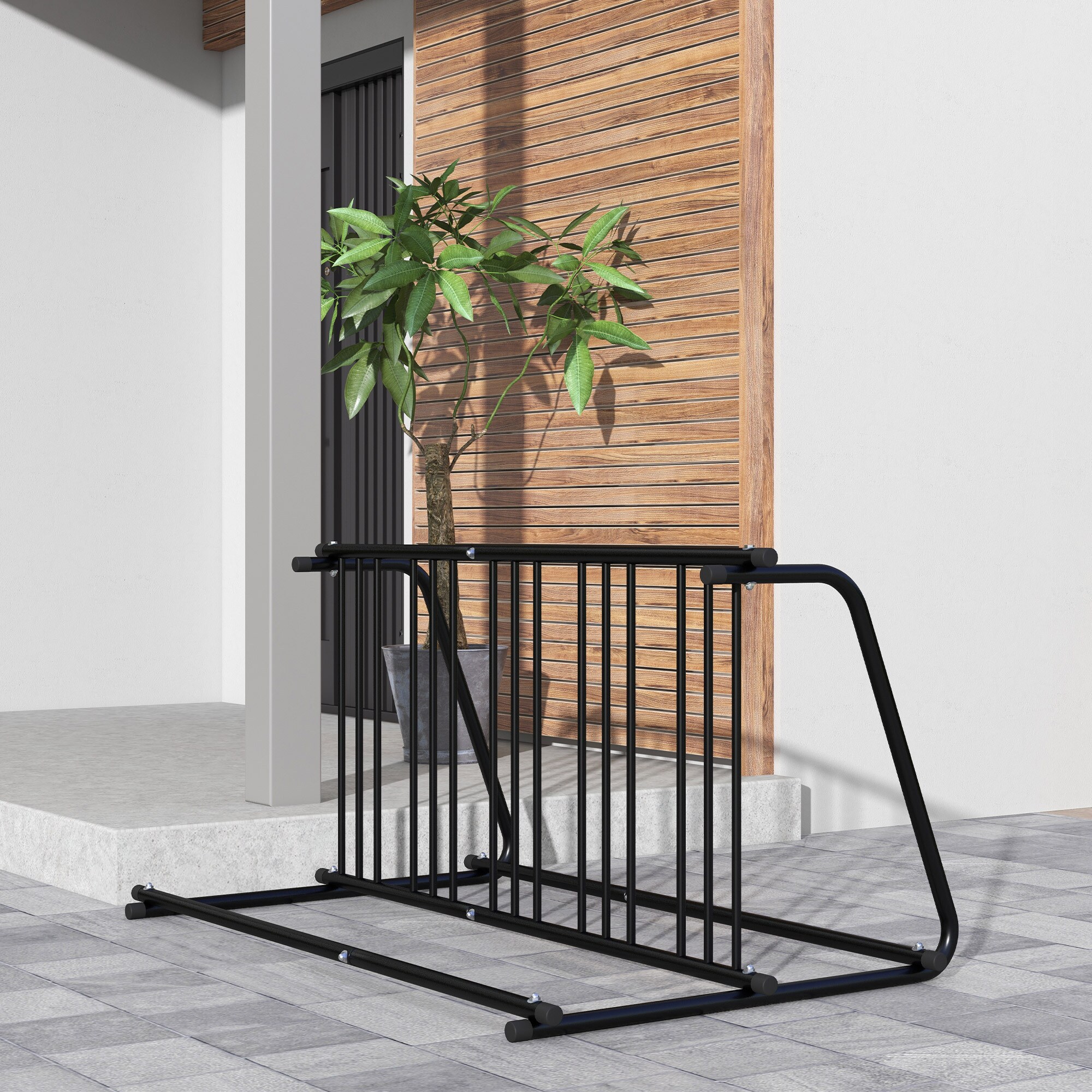 DURHAND Fahrradständer mit Platz für 6 Fahrräder schwarz 155L x 100B x 75H cm