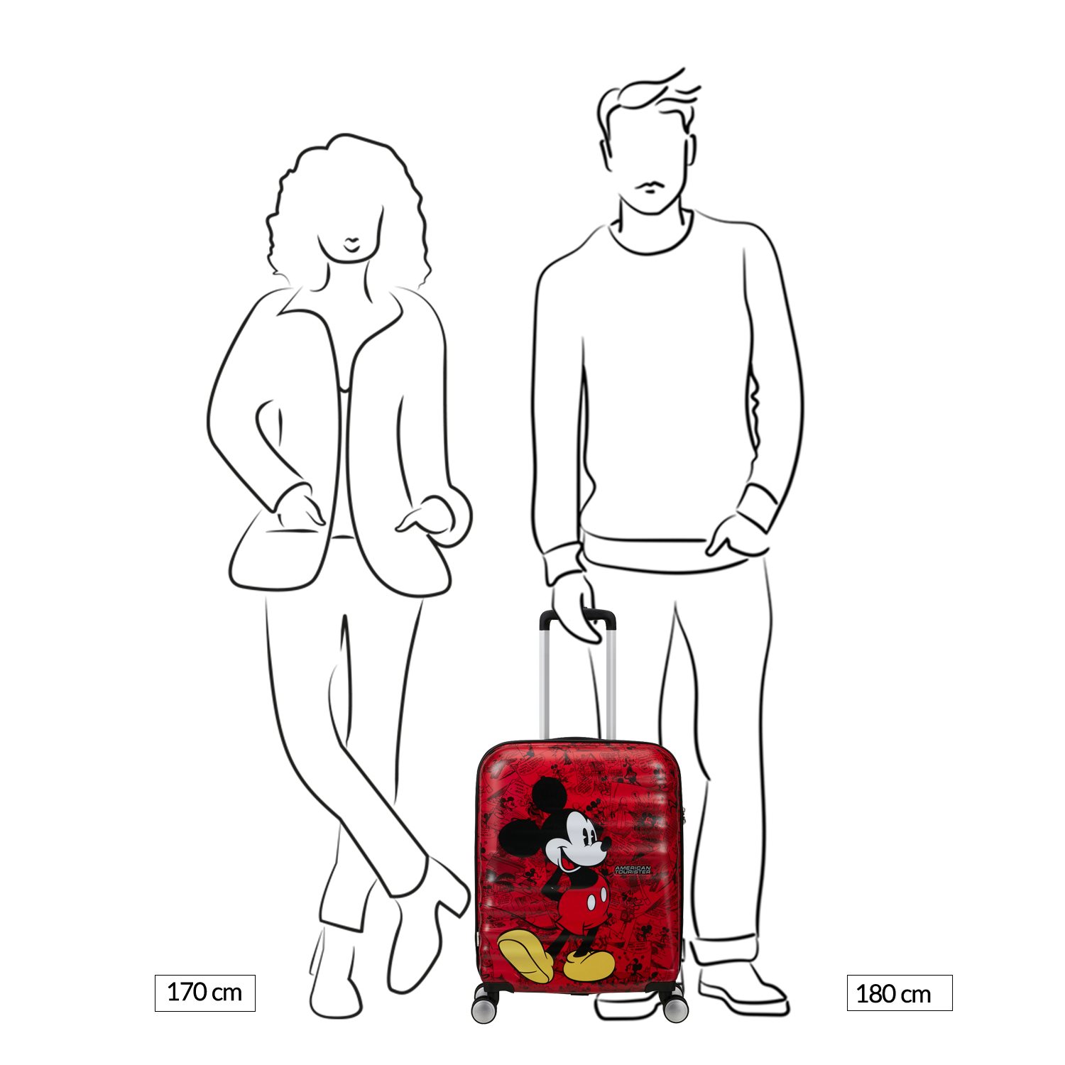 American Tourister Wavebreaker Disney Spinner 55/20 TSA mickey comics red