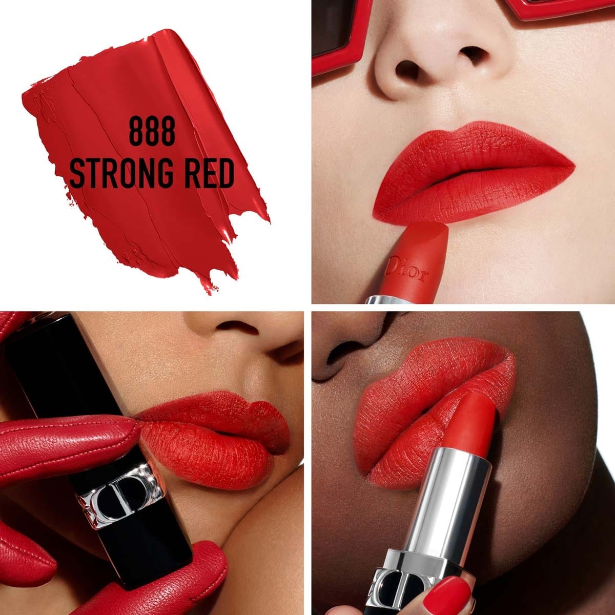 Rouge Dior Rouge Dior Rouge à Lèvres Rechargeable Couleur Couture, 4 finis : Satin, Mat, Métallique et Velours