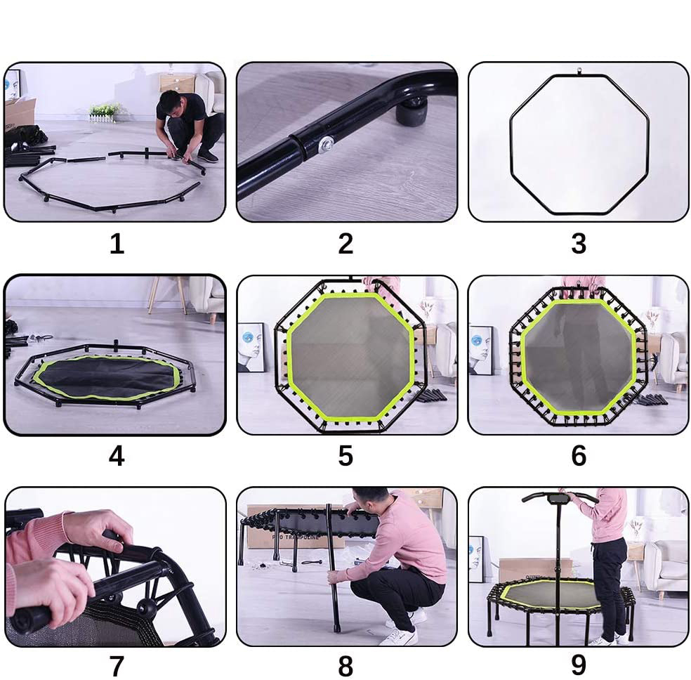 Jumping Fitness Trampolin Aerobic Rebounder Sport mit Haltegriff - Schwarz / Pink