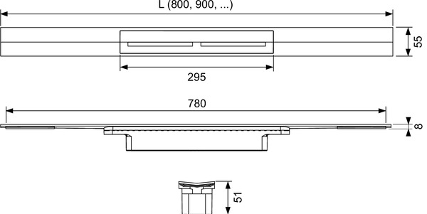 TECEdrainprofile douchegoot profielset 90cm geborsteld koper PVD