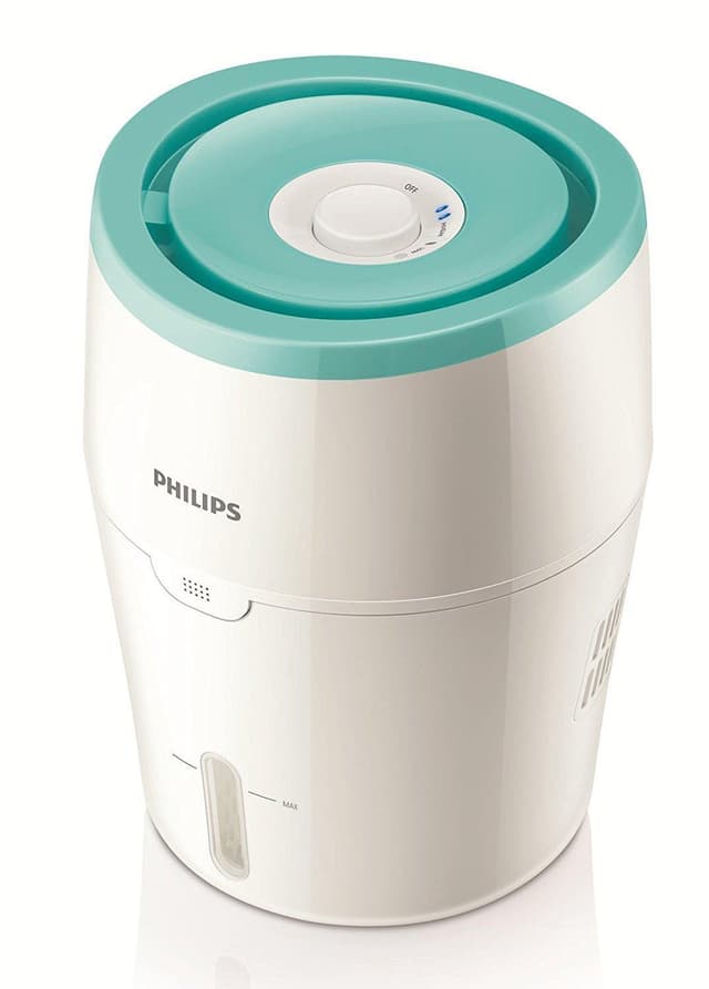 Philips HU4801/01 Luftfugter, Vandbeholderkapacitet 2 L, Velegnet til rum op til 25 m², Fordampning, Befugtningskapacitet 220 ml/time, Hvid/grøn