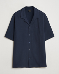 BOSS ORANGE Waffle Short Sleeve Shirt Dark Blue