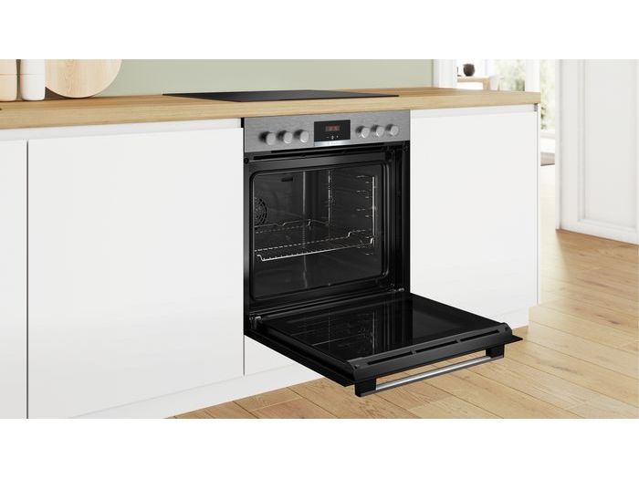 Bosch Einbaubackofen HEA513BS3 Silber, A Modernes Design, smarte Funktionen und zuverlässige Backergebnisse