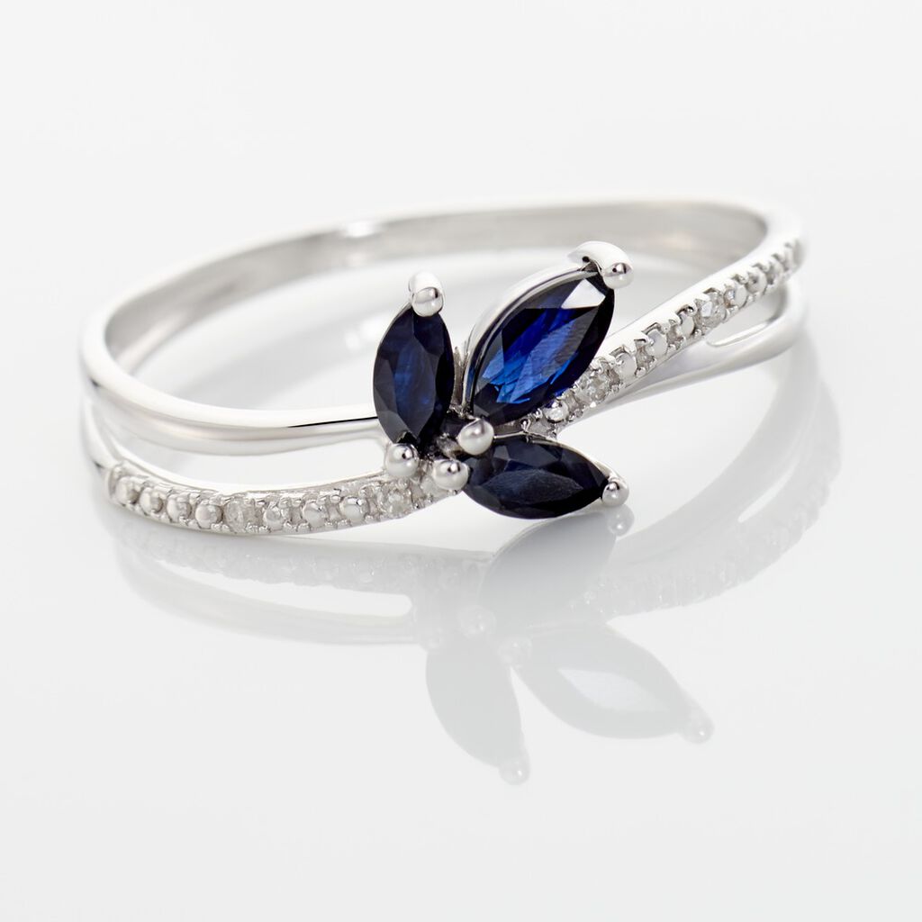 Bague Angie Or Blanc Saphir Et Diamant