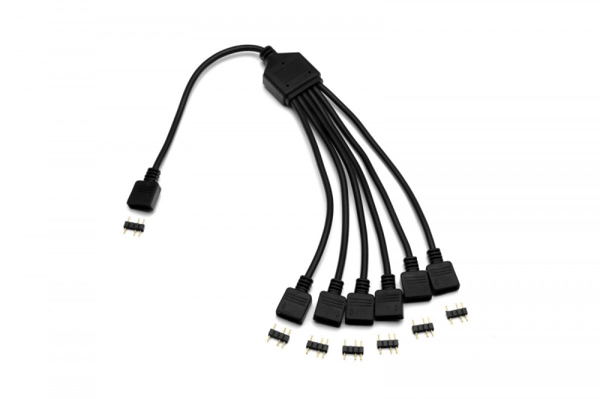 EkWaterBlocks EK-D-RGB 6-veis - RGB LED splitter - 3 pins RGB header (hann) til 3 pins RGB header (hann) - 30 cm - svart