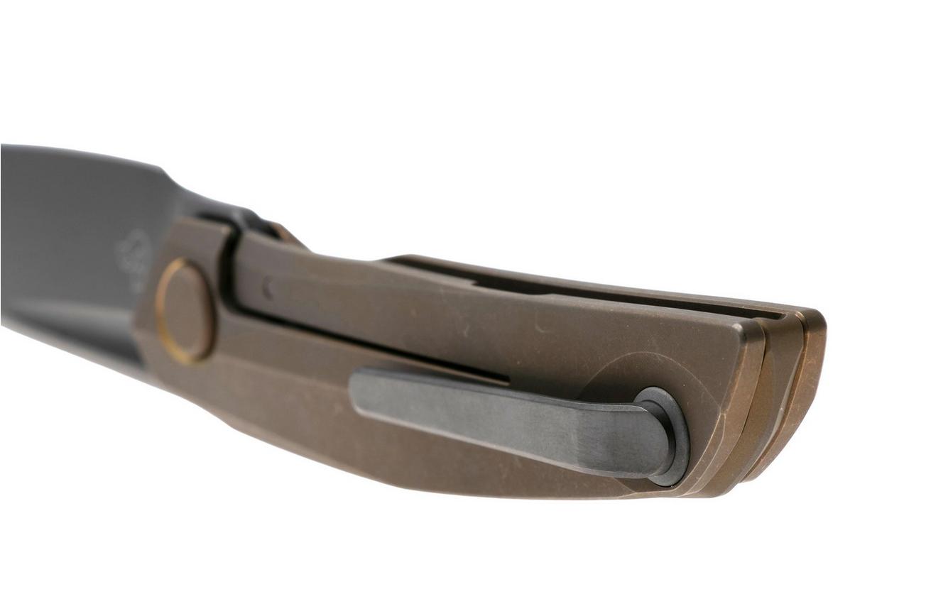 Reate VK-ANUB-TI-DB, Black DLC Elmax, Dark Bronze Titanium zakmes, Vulpex Knives design