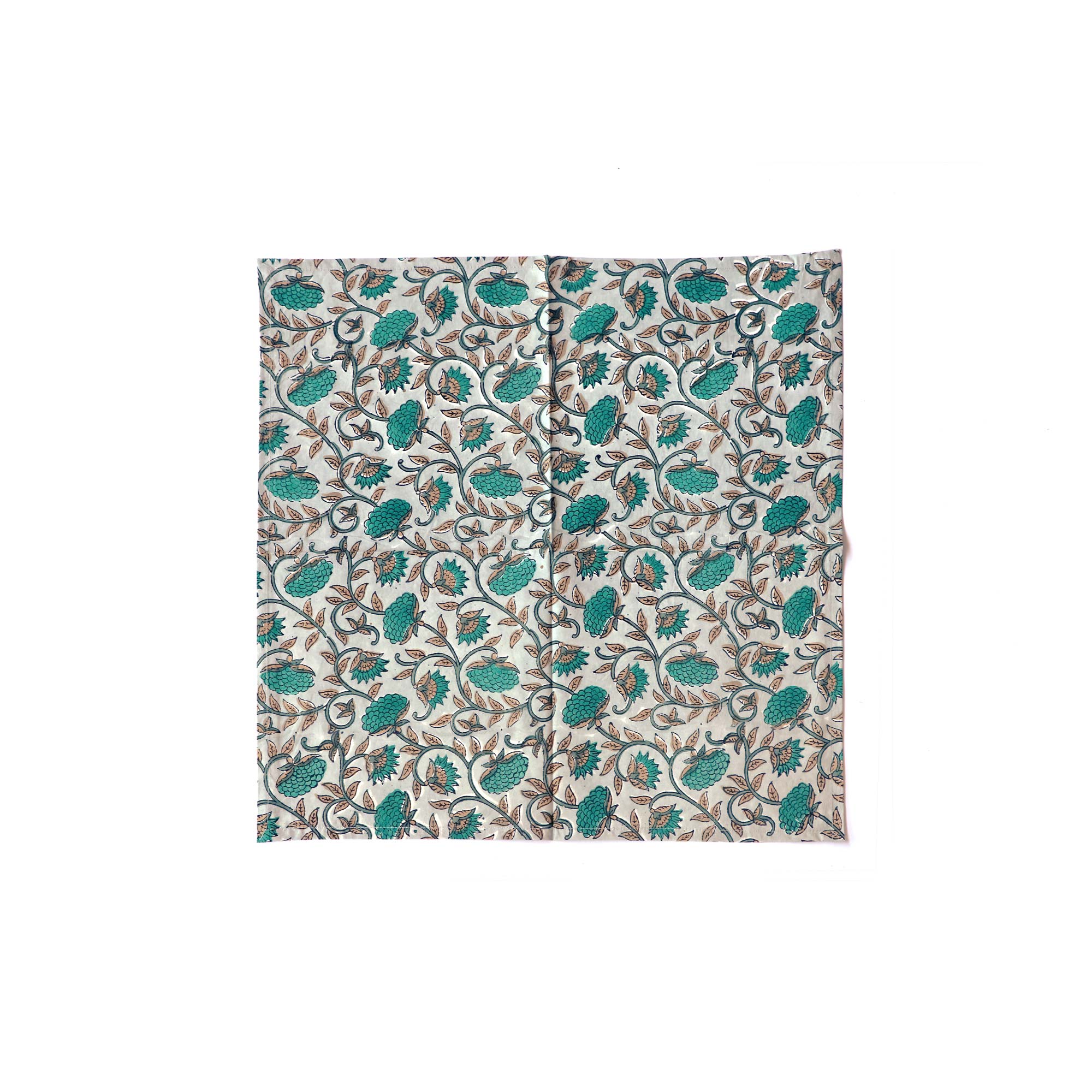 Serviette mit Blumenmuster, grau, grün, L 50 cm, B 50 cm von fischer's lagerhaus