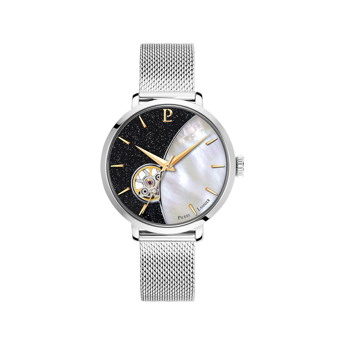 Montre Pierre Lannier femme automatique acier bracelet maille milanaise