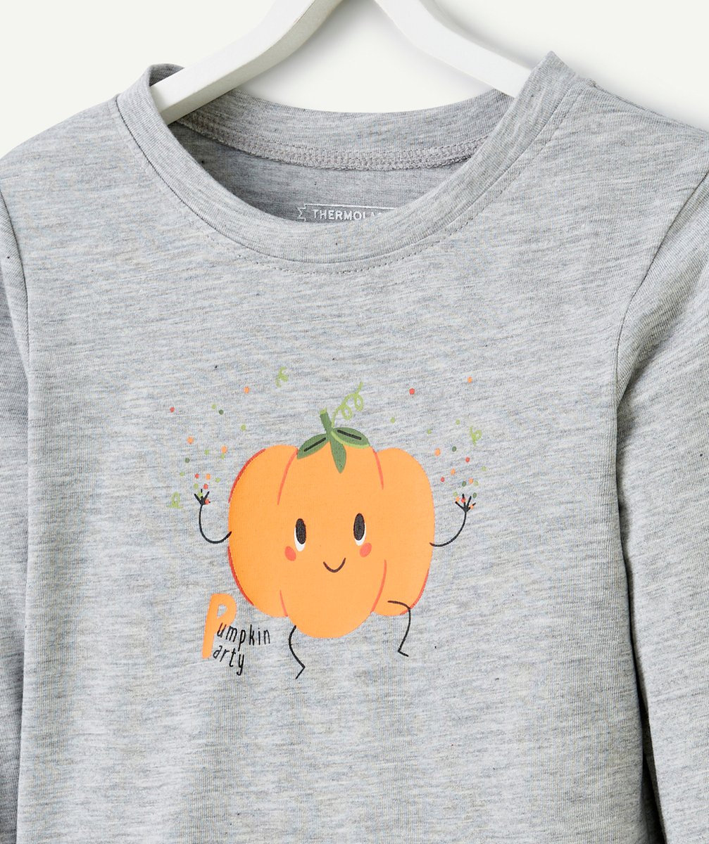 DAMARTT-SHIRT THERMOLACTYL GRIS CHINÉ AVEC MOTIF CITROUILLE