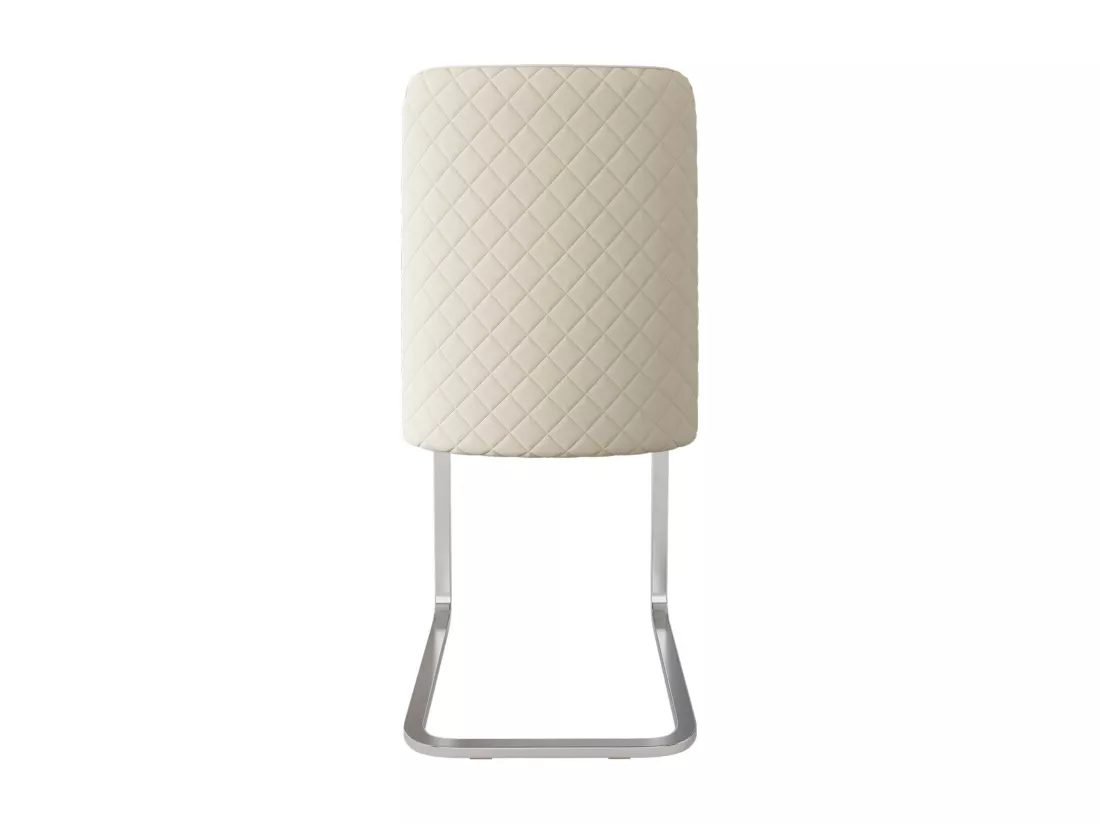 Lot de 6 chaises cantilever en velours et métal argenté, conception de diamant, charge max 150kg, 55x45x87cm, Beige