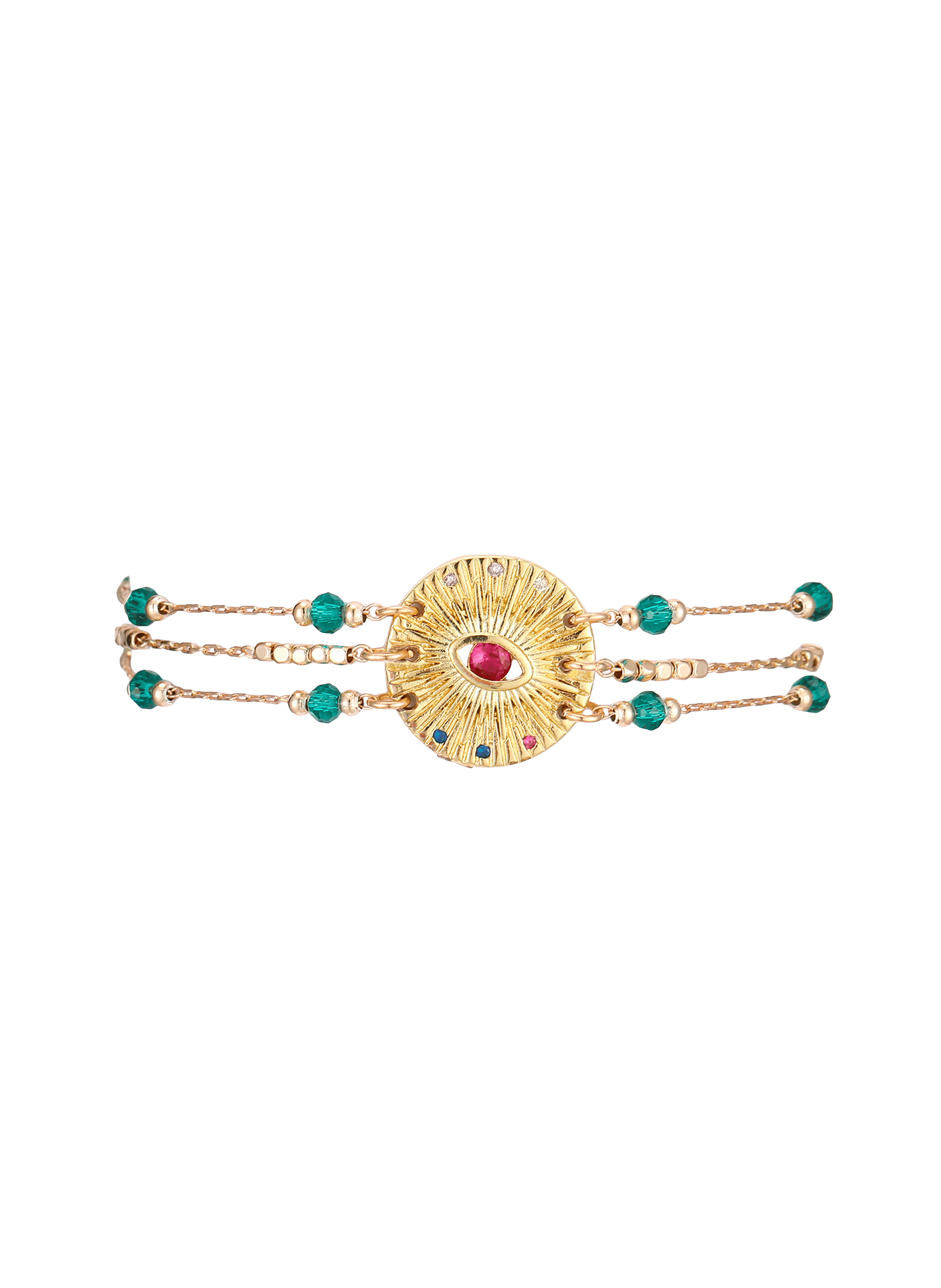 THEODOSE - Bracelet multiliens avec cabochon en laiton | Multicolore