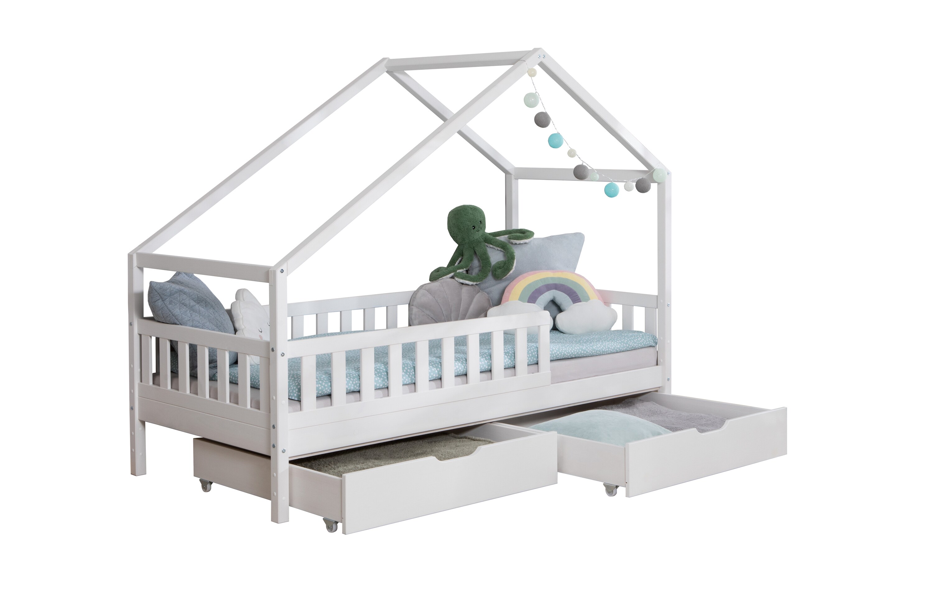 TiCAA TiCAA Hausbett Bodenbett wandelbar mit asymmetrischem Dach 