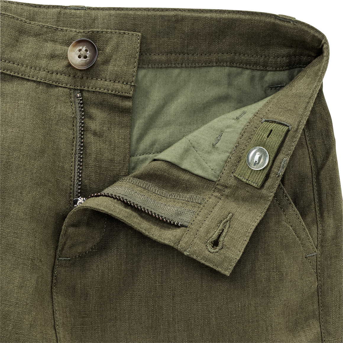 Jonas Nielsen Jungen Leinen-Shorts in Unifarben oliv