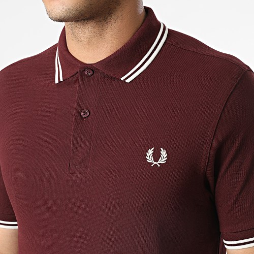 Polo Manches Courtes Twin Tipped M3600 Bordeaux Blanc