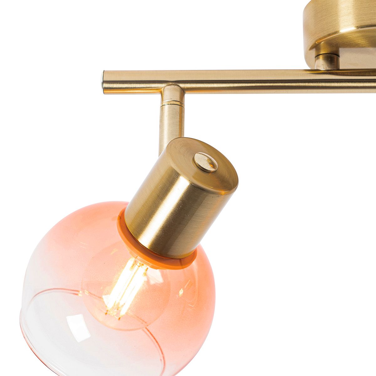 Art Deco spot goud met roze glas 2-lichts - Vidro