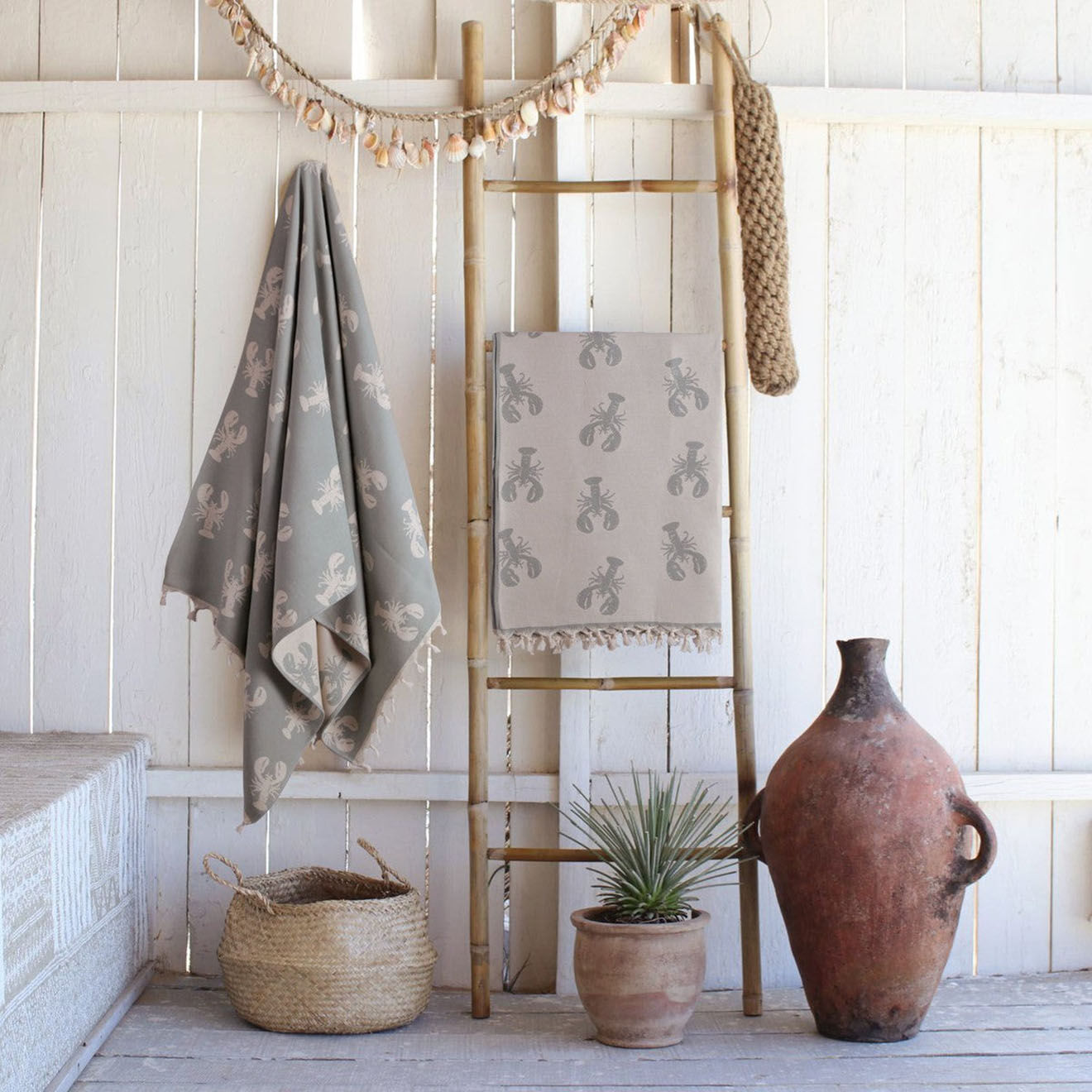 Febronie Fouta reversible Homard taupe - 100x200 cm