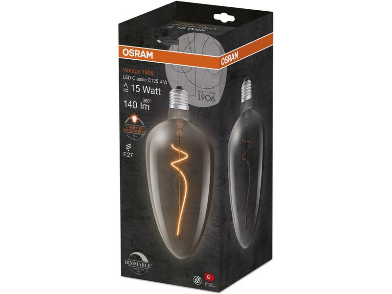 OSRAM Lampe Vintage 1906 CLA125, 4W, E27, Warmweiss Dimmbare LED-Lampen, Vintage-Edition