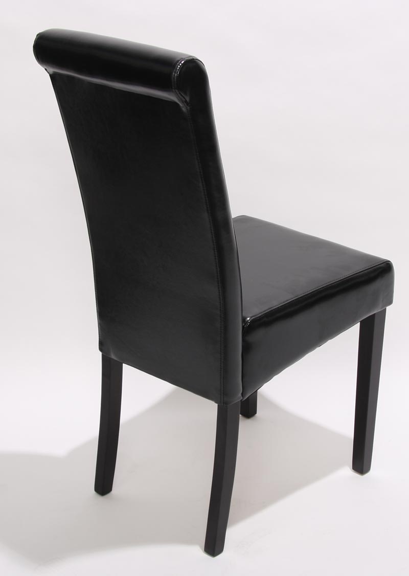 2er-Set Esszimmerstuhl Lecce II, Leder ~ schwarz, dunkle Beine