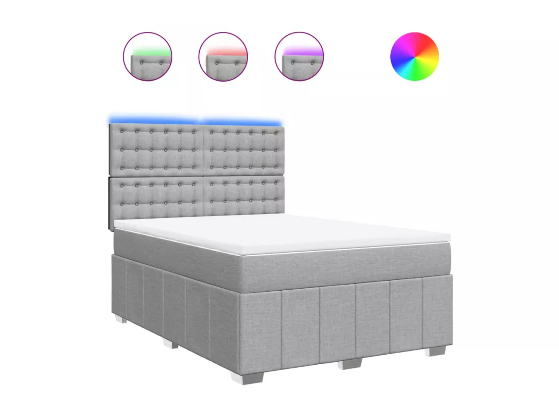 Sommier à lattes de lit avec matelas Gris clair 140x190cm Tissu