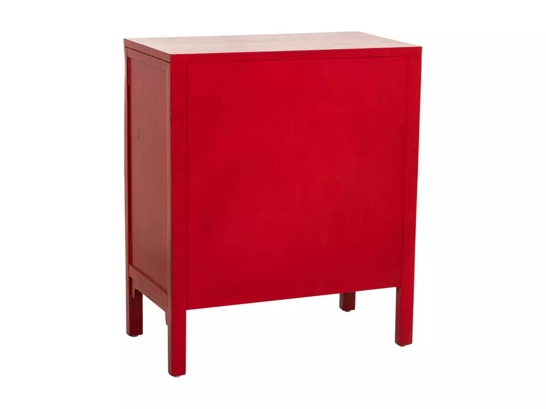 Table d'entrée en bois avec 2 tiroirs et 2 portes en rouge 66x36x78h cm