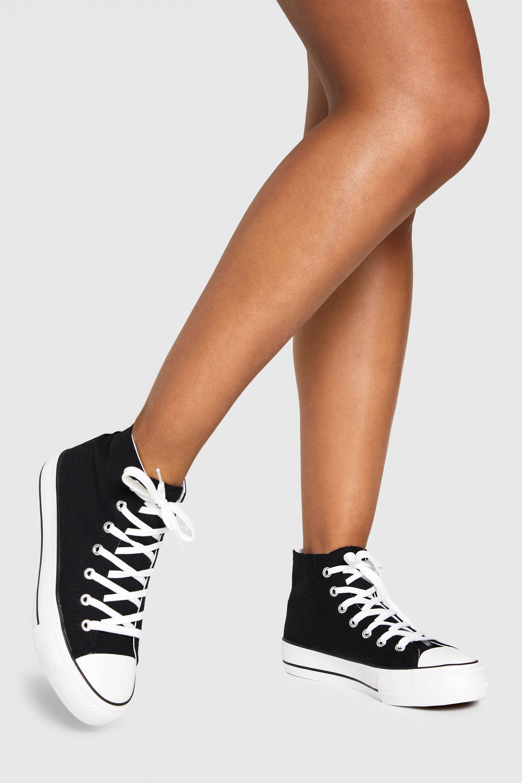 boohoo High Top Platform Lace Up Trainers