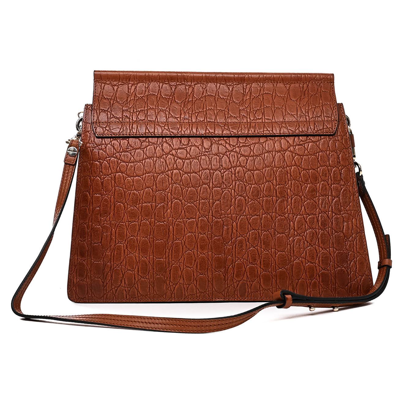 Chloé Sac bandoulière Faye en Cuir effet croco marron - Neuf sans étiquette - L.32 cm
