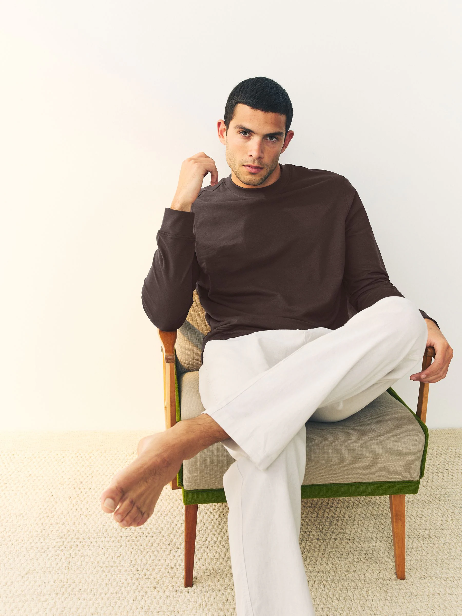 Chocoladebruin - Dun sweatshirt met ronde hals