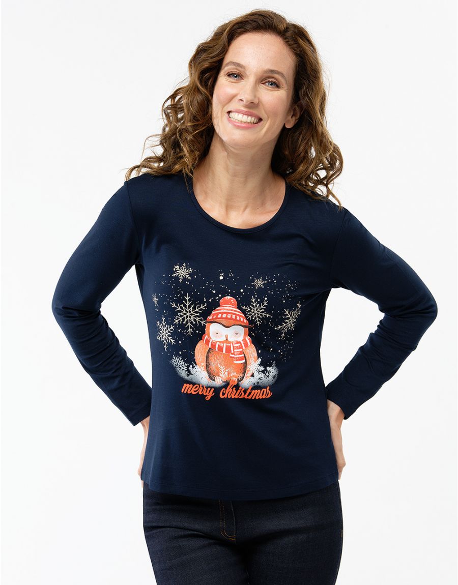 T-shirt bleu imprimé