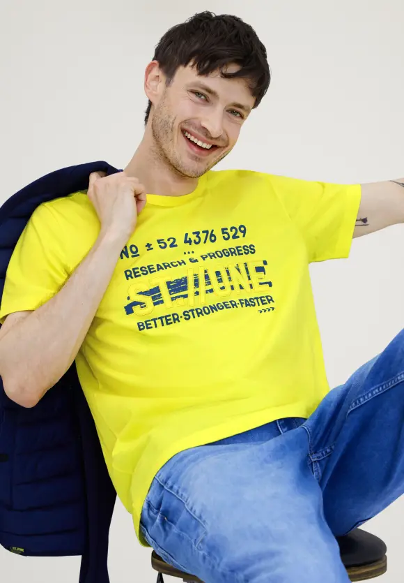 T-Shirt mit Wordingprint - lemon yellow
