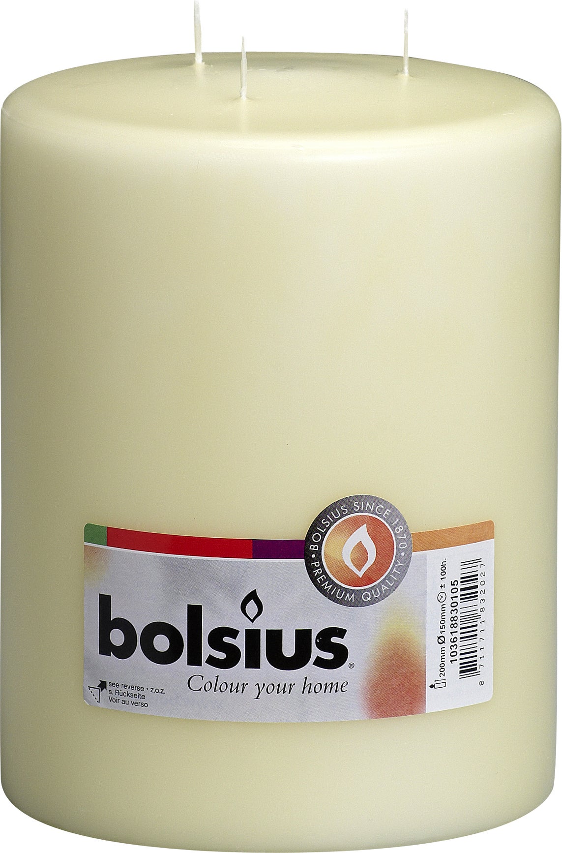 Bolsius stompkaars crème D 15 H 20 cm