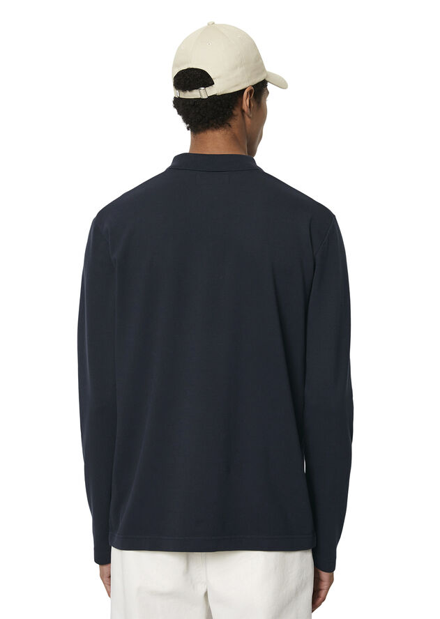 Marc O’Polo Poloshirt, long sleeve, ribbed coll Dark navy