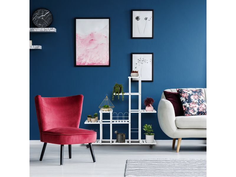 relaxdays Pflanzenständer mit Rollen 91.5 cm, Weiss Pflanzenregal