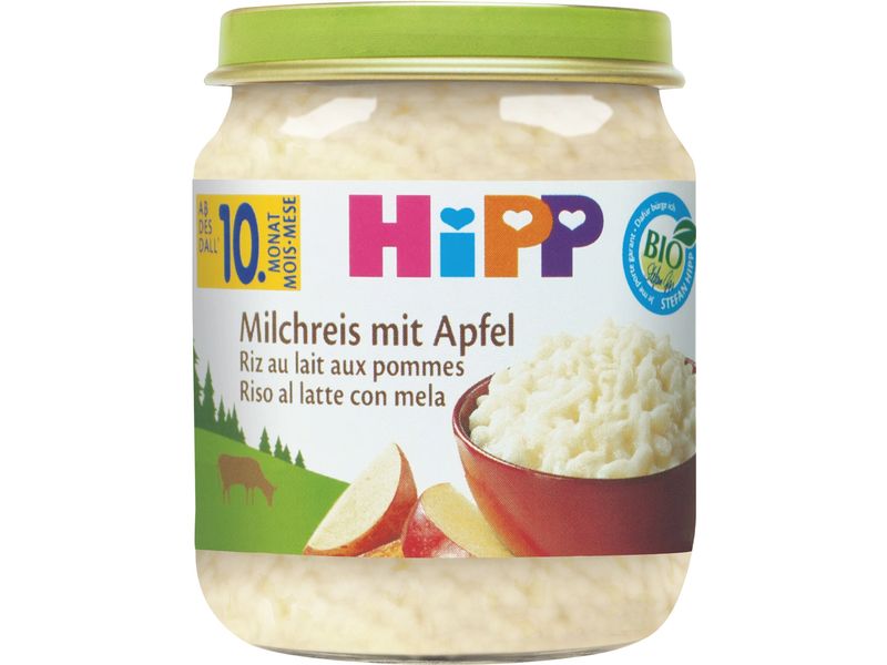 HIPP Gläschen Milchreis mit Apfel 200 g Veganer Milchreis mit Apfel für Babys