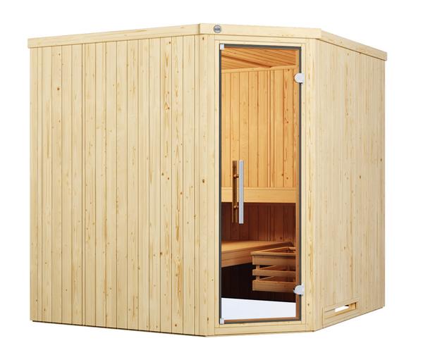 Weka Ecksauna Varberg mit Glastür
