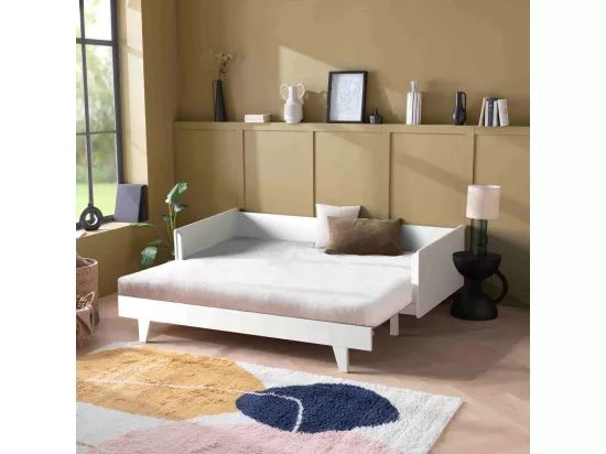 Lit gigogne 80x200 cm bois massif blanc CAPRI