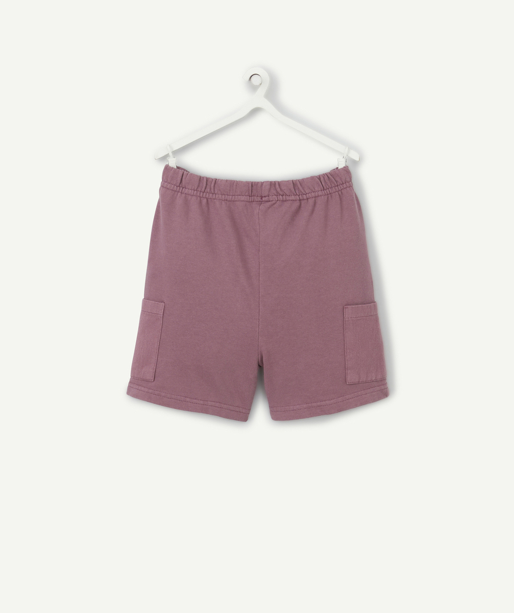 BERMUDA BÉBÉ GARÇON EN COTON BIO VIOLET AVEC POCHES