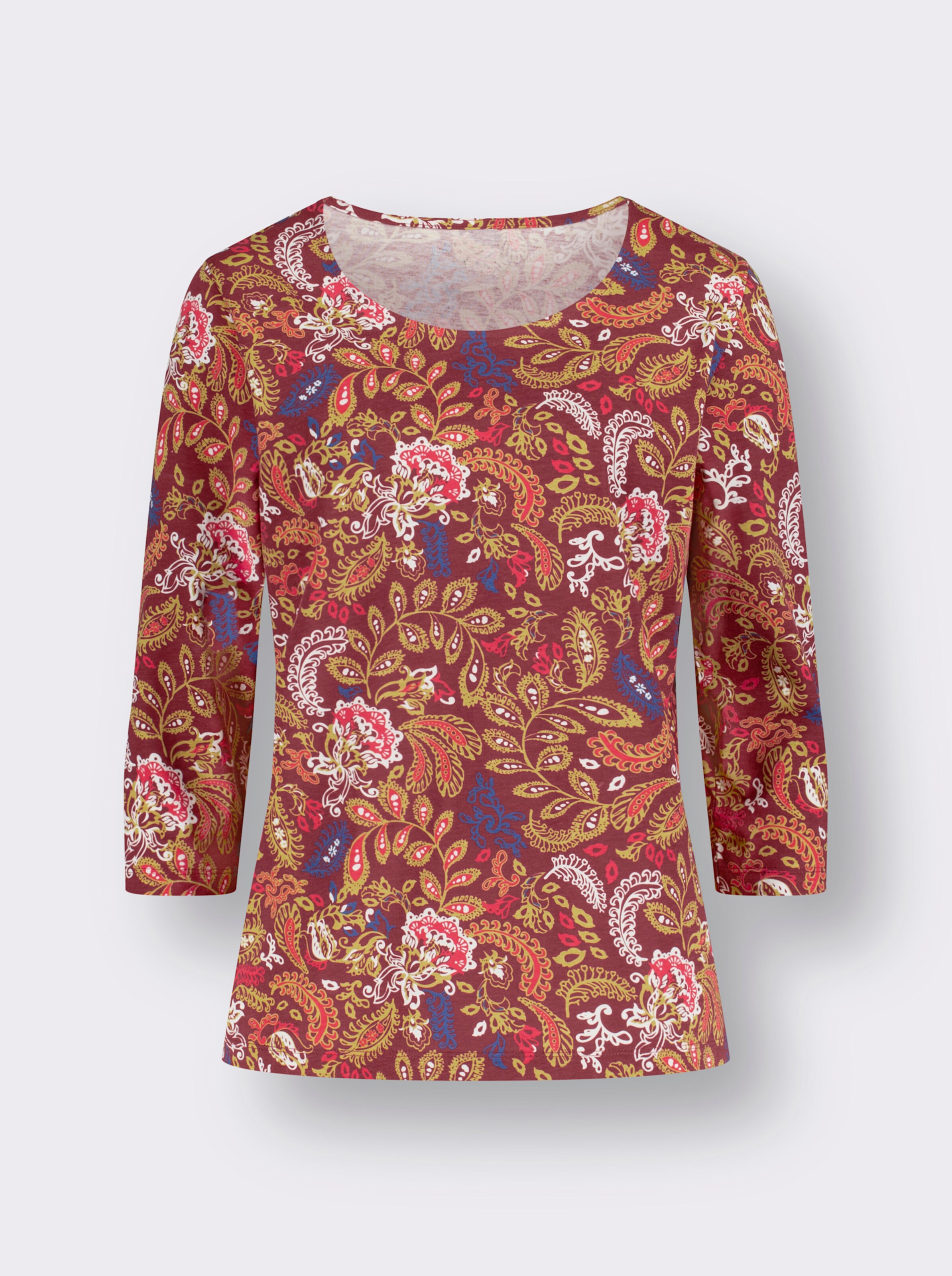 Rundhalsshirt mit Paisley-Muster